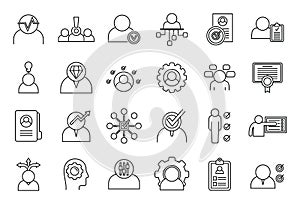 Career personal traits icons set, outline style