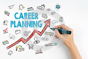 Career Planning Business Concept. Hand with marker writing