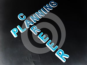 career planning text written on dark abstract background