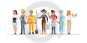 career staff character vector design include farmer, businessman, barber, firefighter, builder and chef.