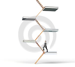 Career stairs concept with man climbs the education leve