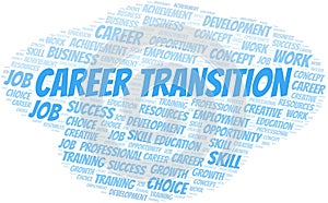 Career Transition typography vector word cloud.