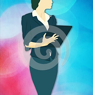 Career woman, manager, business solution, profile silhouette, elegant hostess,