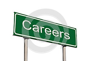 Careers Green Roadside Road Sign Isolated