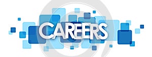 CAREERS blue overlapping squares banner