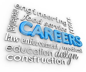 Careers Word Background Jobs 3d Choose Profession