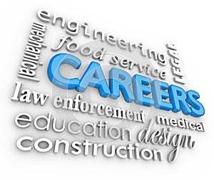 Careers Word Background Jobs 3d Choose Profession photo