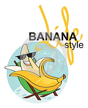 Carefree banana on vacation