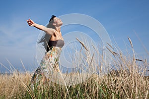 Carefree field woman