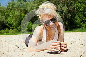 Carefree smiling woman