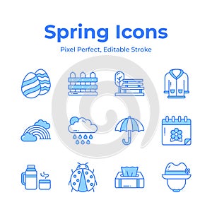 Carefully designed spring vectors, farming, gardening and agriculture icons set