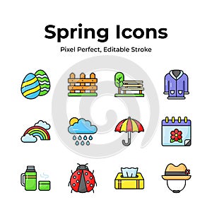 Carefully designed spring vectors, farming, gardening and agriculture icons set