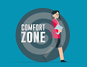 Carefully stepping out of a comfort zone. Business vector concept