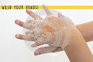 Carefully wash your hands for long time. Yellow Alert Banner