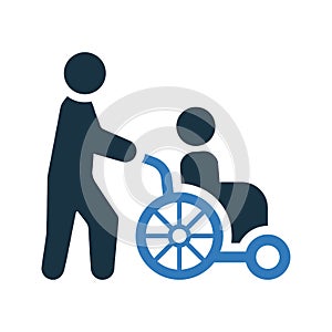 Caregivers, caretaker, disability icon. Glyph style vector EPS