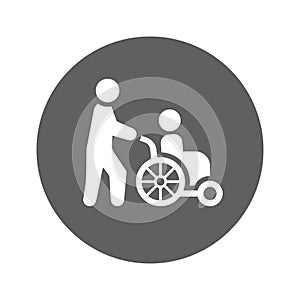 Caregivers, caretaker, disability icon. Gray vector graphics