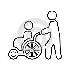 Caregivers, caretaker, disability line icon. Outline vector