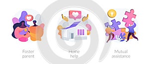 Caregiving and social support services abstract concept vector illustrations. photo