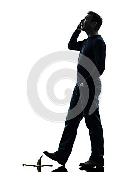 Careless man walking silhouette