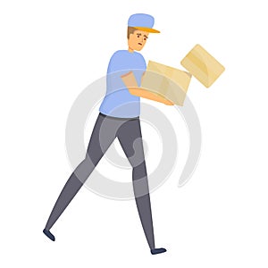 Careless postman icon, cartoon style