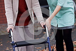 Carer teaching using walker