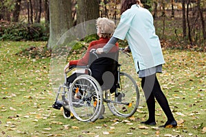 Carer on a walk with patient