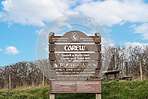 Carew Castle and today mill Pembrokeshire sign photo