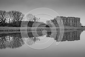 Carew Castle & Trees Reflecting in the Water