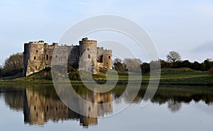 Carew Castle on a winter evening