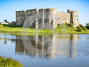 Carew medieval castle and Carew river in Wales