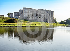 Carew medieval castle and Carew river in Wales