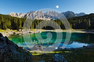 Carezza lake in Dolomites, Italy