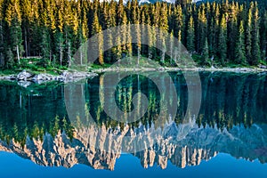 Carezza lake, Val di fassa, Dolomites, Alps, Italy