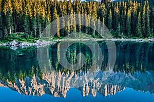 Carezza lake, Val di fassa, Dolomites, Alps, Italy photo