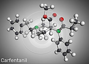 Carfentanil, carfentanyl molecule. It is derivative of fentanyl, one of the most potent opioids, used in veterinary medicine to