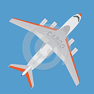 Cargo airplane isolated on blue background.