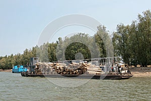 Cargo barge on river Danube, Romania 2007