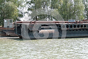 Cargo barge on river Danube, Romania 2007