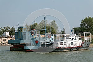 Cargo barge on river Danube, Romania 2007