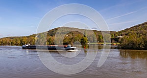 Cargo Barge on the Seine River in France