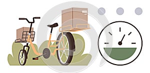 Eco-Friendly Delivery Bicycle with Cargo Boxes and Speedometer Concept