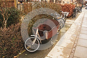 Cargo bike for transporting goods.