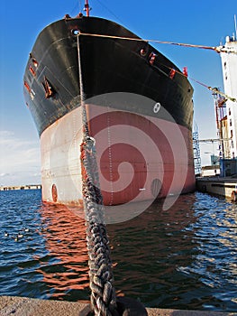 Cargo boat moored in a port