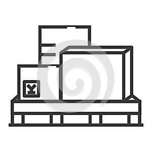 Cargo boxes, logistics vector line icon, sign, illustration on background, editable strokes
