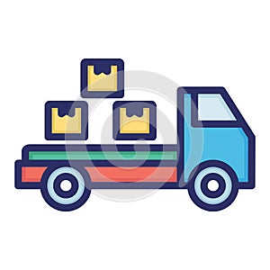 Cargo, boxes, transport, pickup fully editable vector icon photo