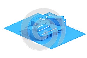 Cargo building in Isometric on White background.