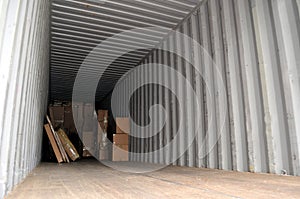 Cargo container with boxes