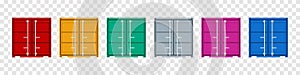 Cargo container. Cargo containers in port from ship. containers for freight, export, import and shipping. Logistic boxes with