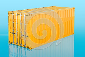 Cargo container, 3D rendering on blue backdrop