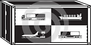 Cargo container with different transportations